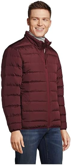 Chaqueta acolchada de plumas para hombre Lands' End en burdeos intenso
