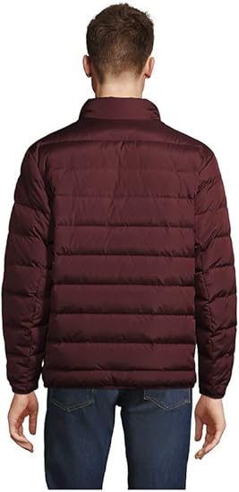 Chaqueta acolchada de plumas para hombre Lands' End en burdeos intenso