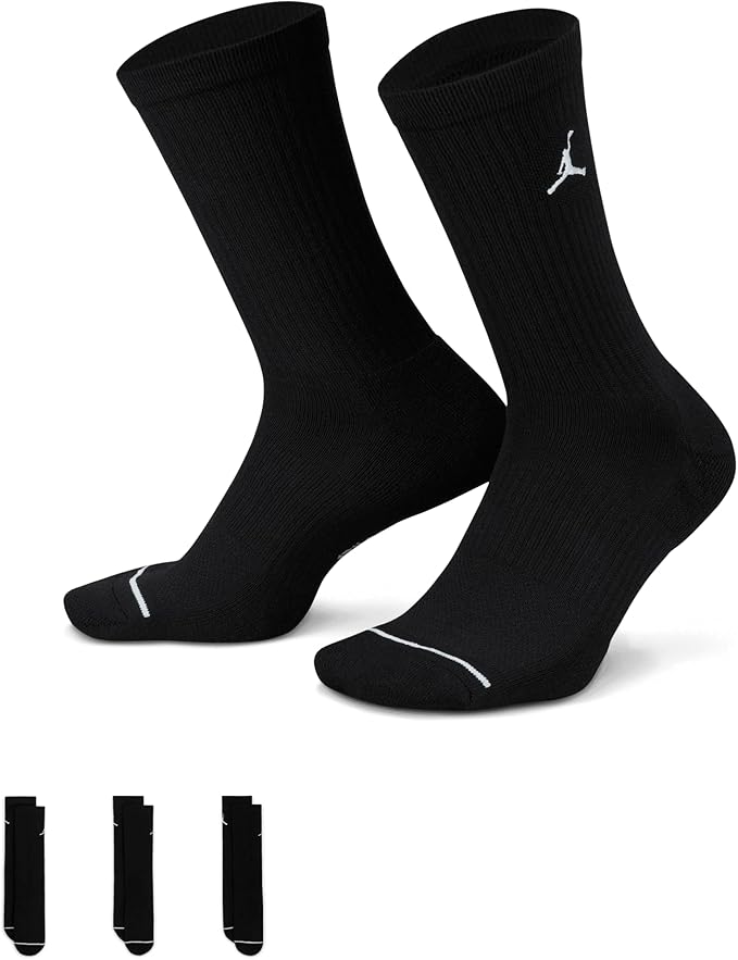 Jordan Everyday Crew Socks (3 pairs) Adult DX9632-010 Black White