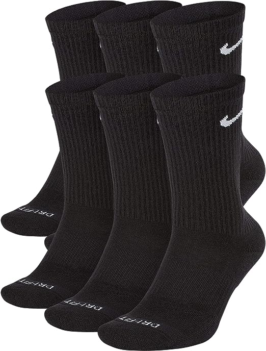Nike Unisex Everyday Plus Cushioned Training Crew Socks Black SX6879-010