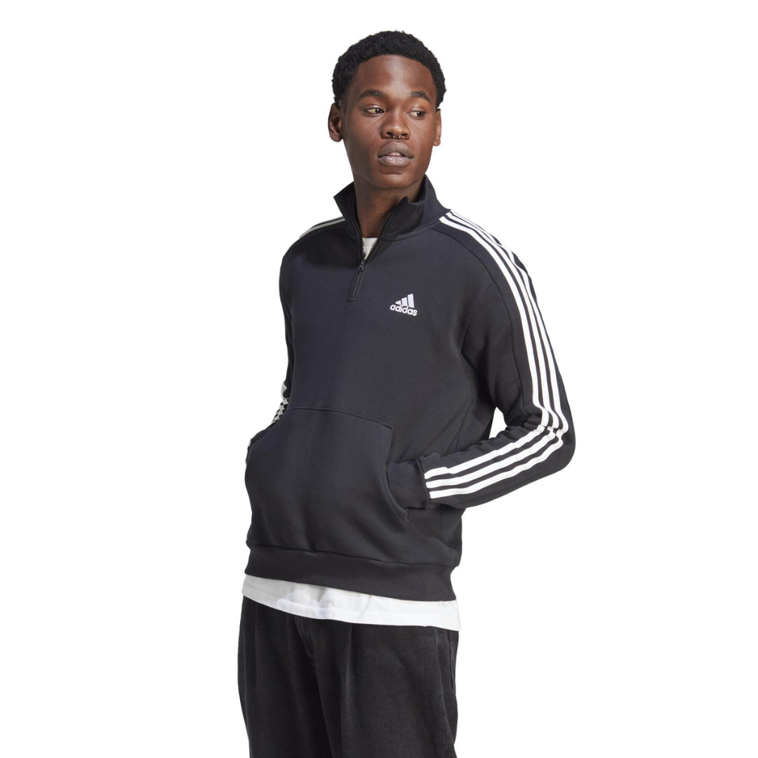 Adidas Men's 1/4 Zip Fleece Sweatshirt Essentials 3-Stripes HZ6235