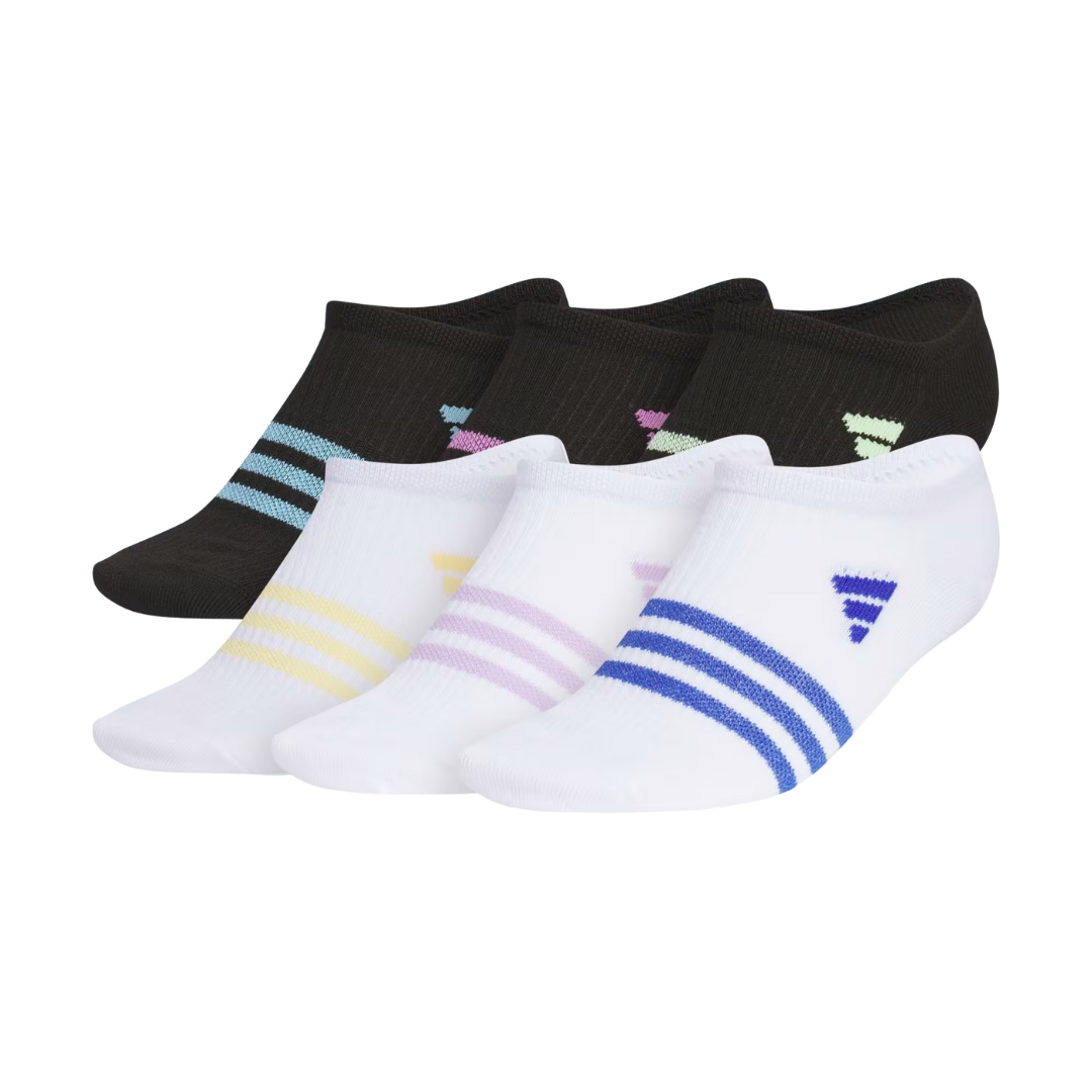 Adidas Kids’ Superlite 3.0 No Show Socks – 6-Pack Black/White IR0950