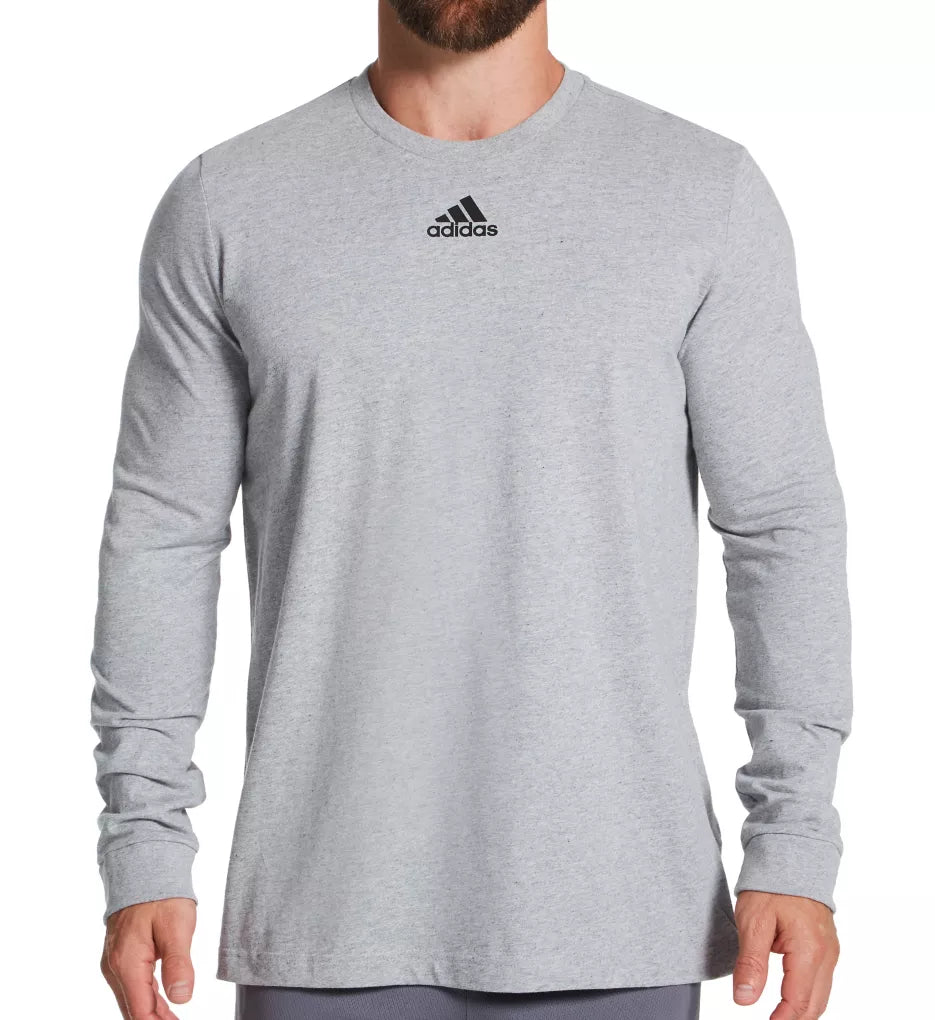 Camiseta de algodón de corte regular para hombre adidas Amplifier EK0193 LS gris