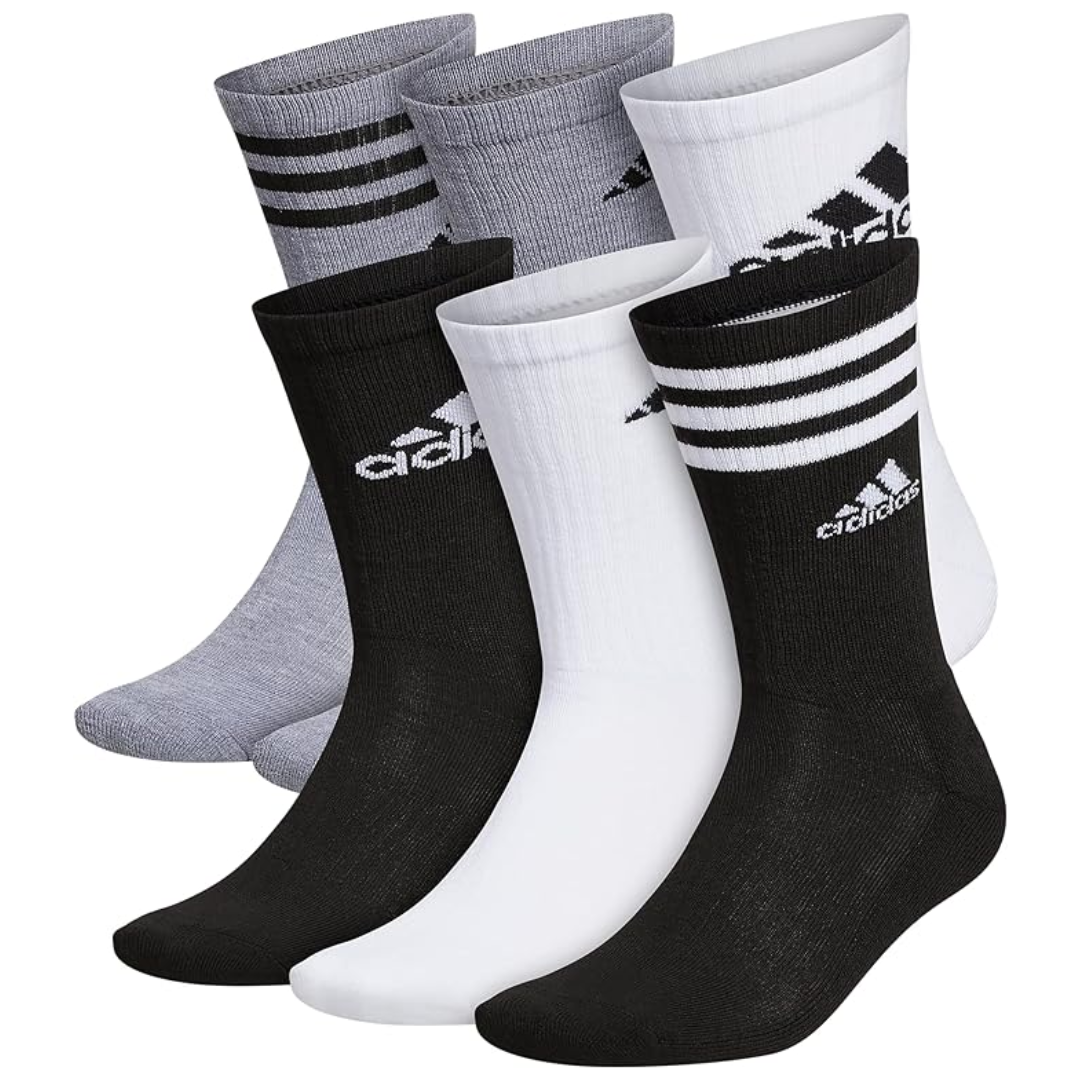 Adidas Men's Athletic Cushioned 6-Pack Assorted Compression Socks
