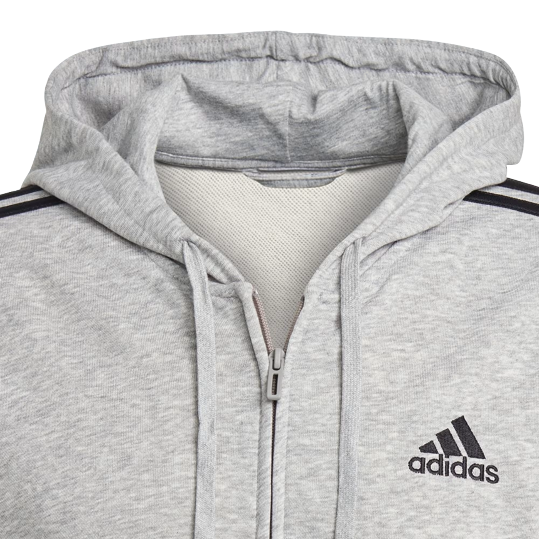 Adidas Men's Essentials French Terry 3-Stripes Full-Zip Hoodie – GK9034