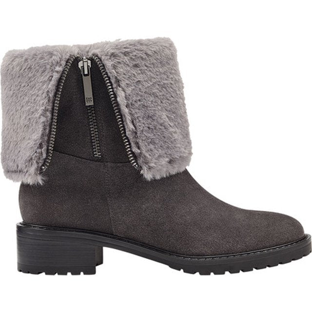 Bandolino Cassy Women Gray Suede Cuffed Boots