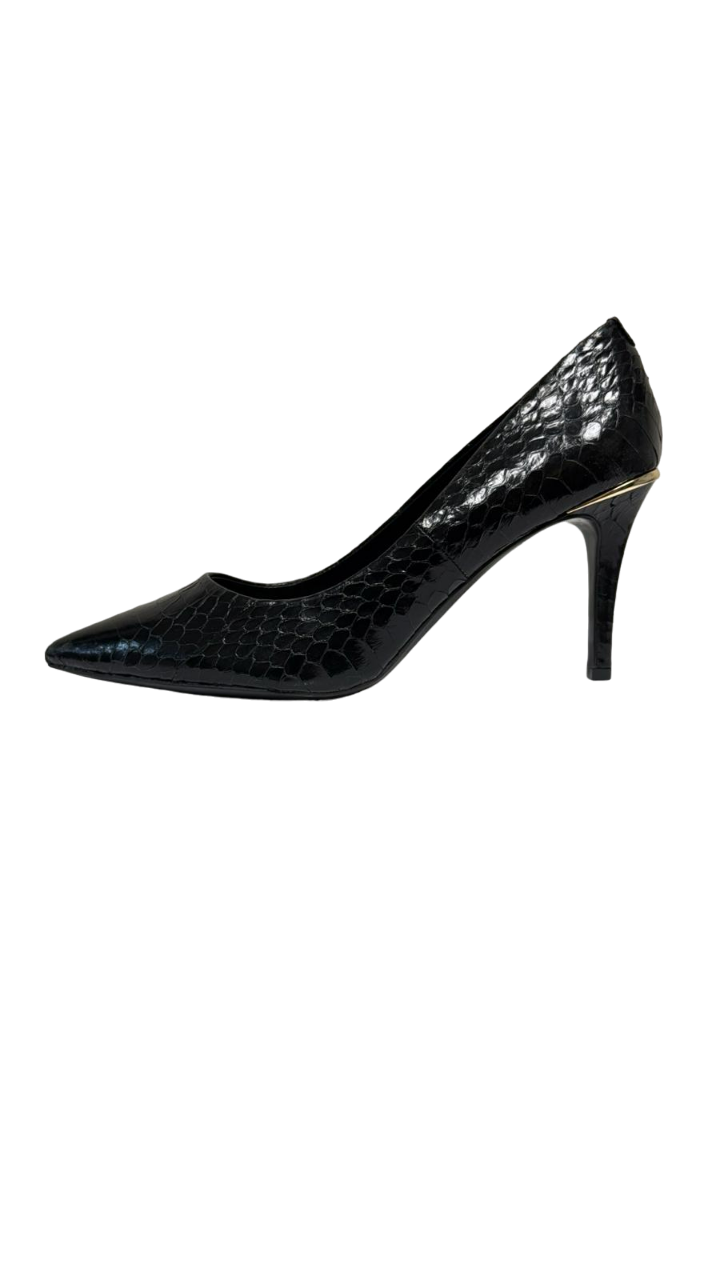 Tacones DKNY para mujer, estampado de serpiente, todo negro