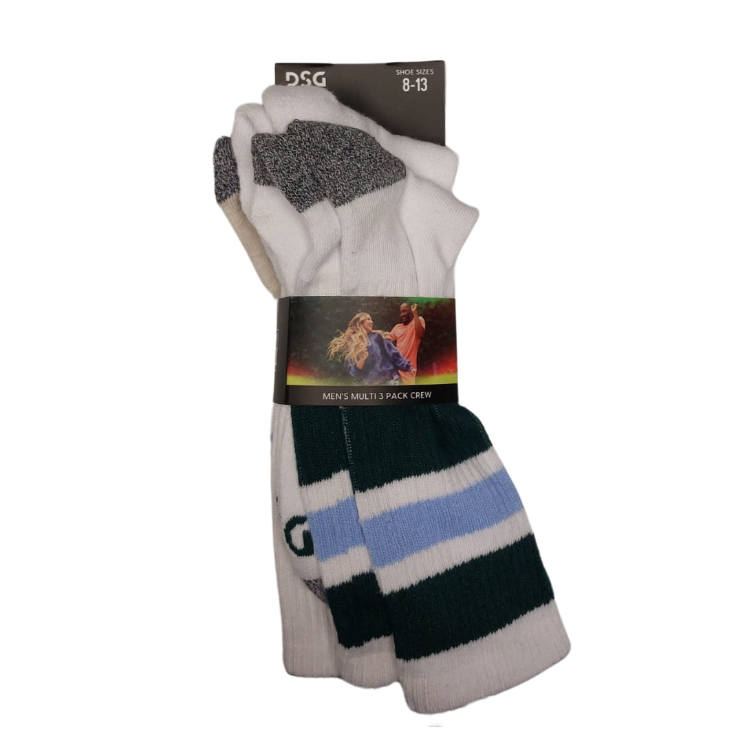 DSG 3 Pack Men's Multi Crew Socks
