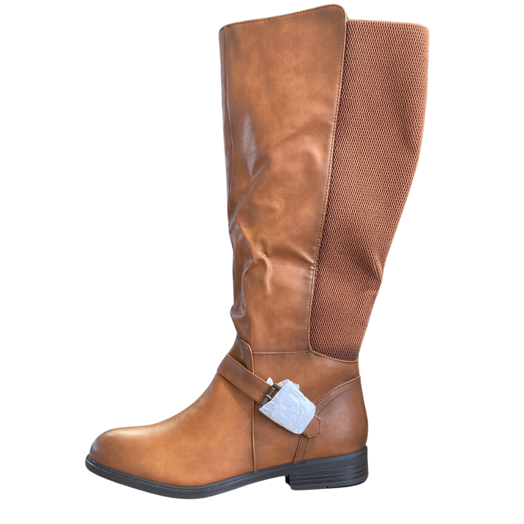 De Blossom Collection Women's Brown Pita Wide Calf Boots