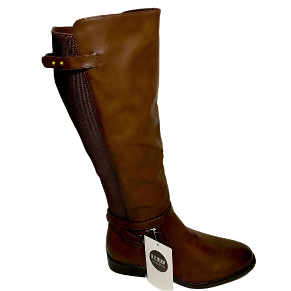 De Blossom Collection Women Brown Pita Wide Calf Boots