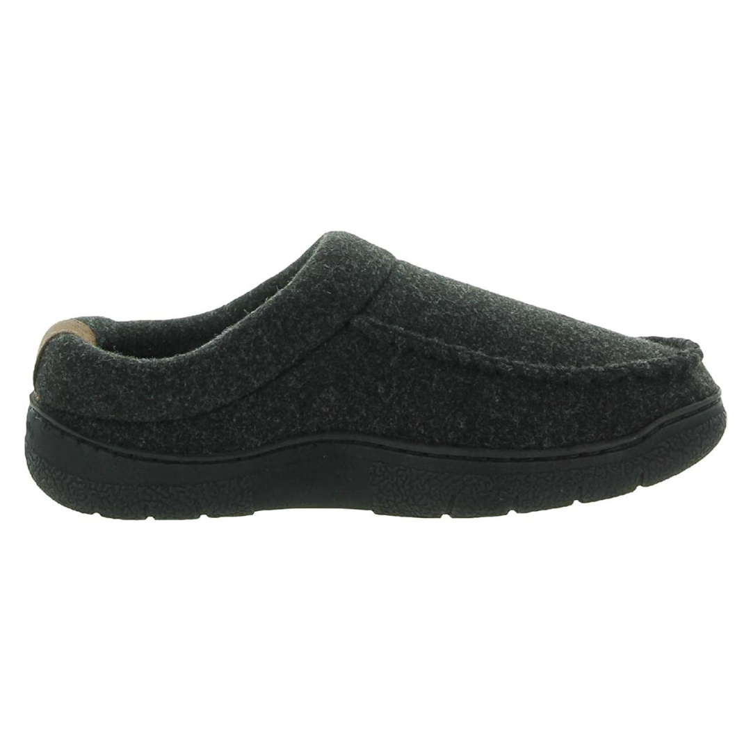Dearfoam Men's Memory Foam Slippers Wool Blend Black