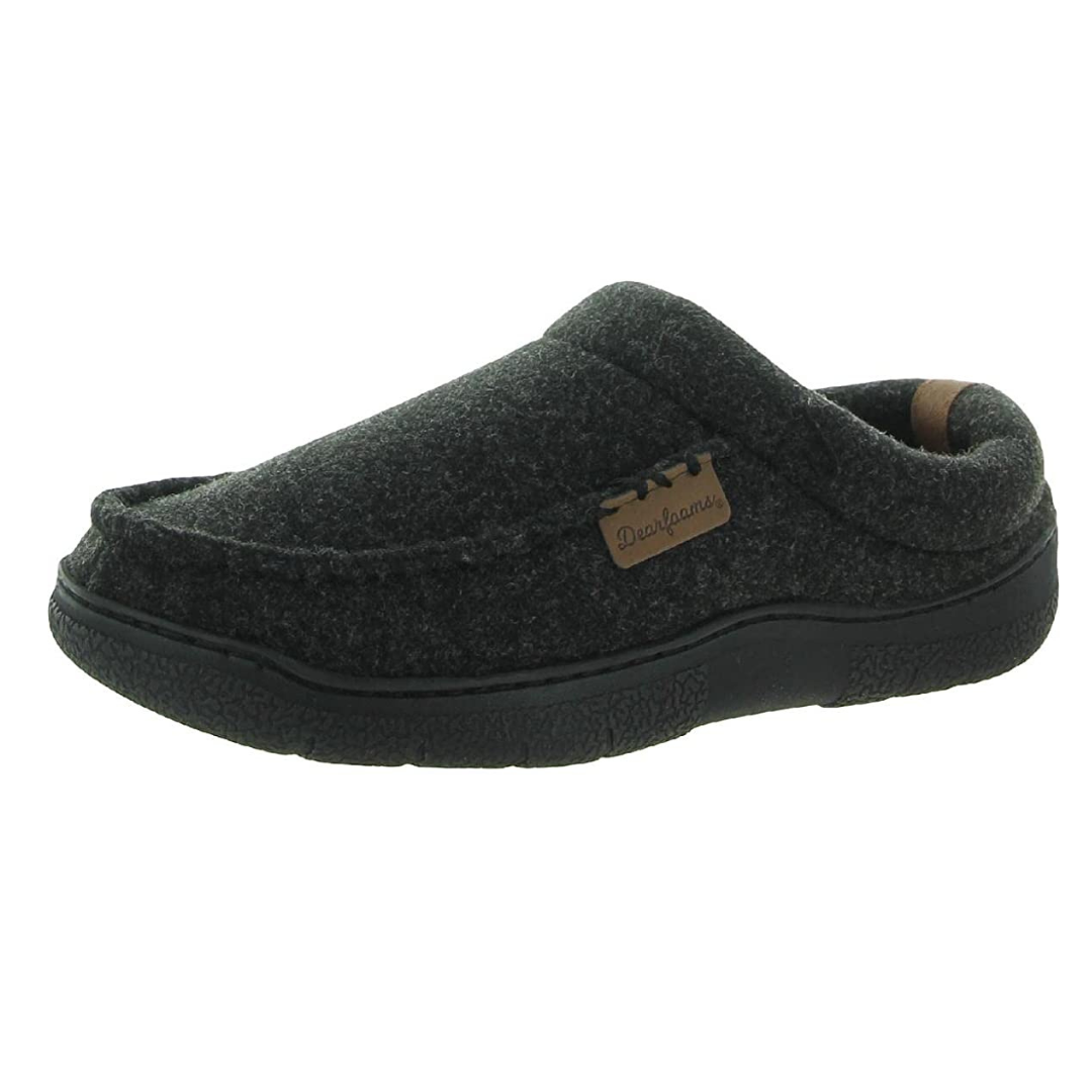 Dearfoam Men's Memory Foam Slippers Wool Blend Black