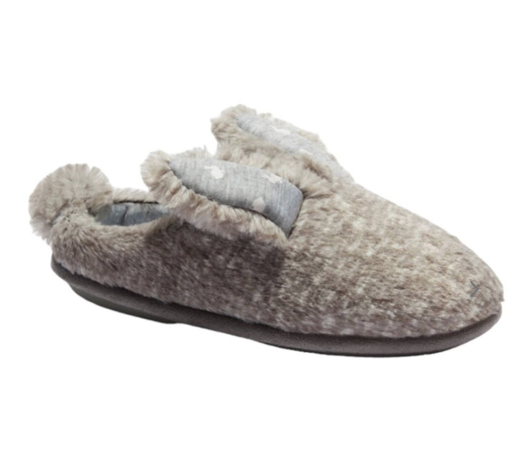 Dluxe by Dearfoams Memory Foam Grey Bunny Kids Slippers