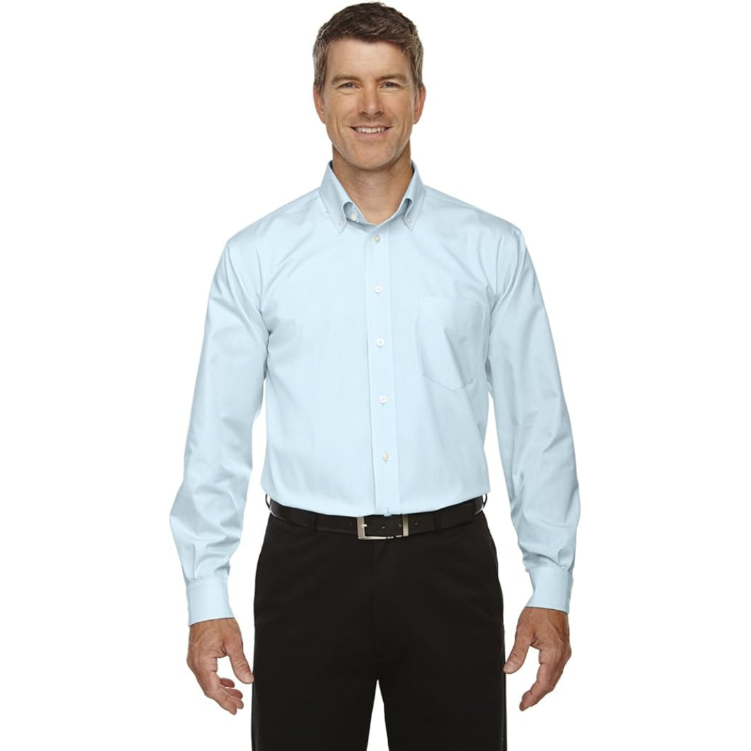 Devon & Jones Men's Crown Woven Collection Solid Oxford Crystal Blue