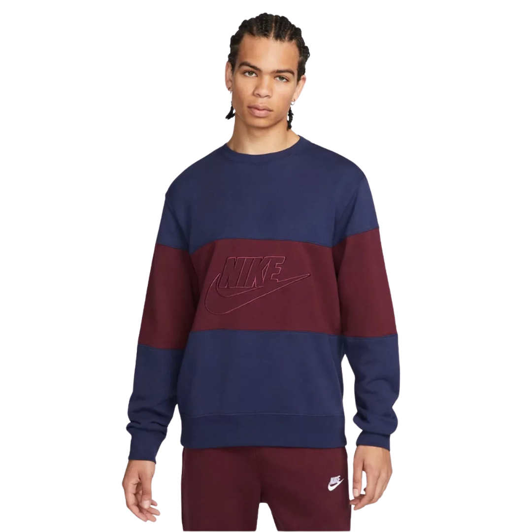 Nike Club FT Color Block Crew Sweatshirt FB7848-410