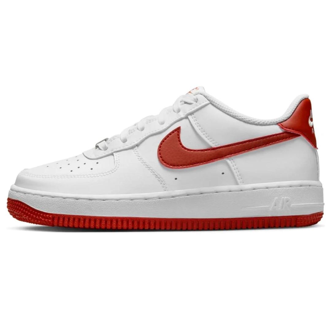Nike Big Kids' Air Force 1 (GS) Shoes White/ Red FV5948-116
