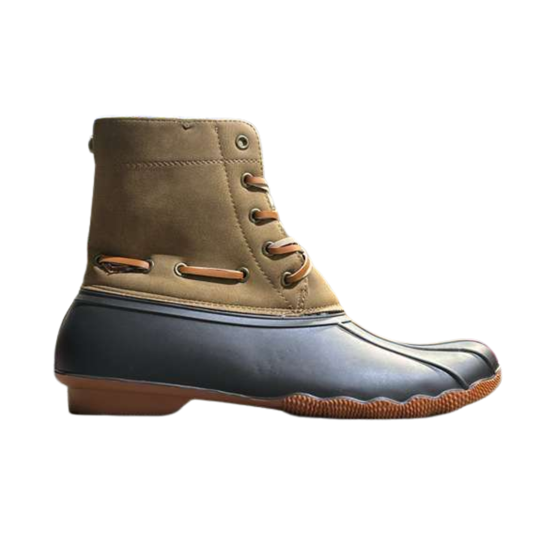 Faux Fur Cuff Combat Riding Chelsea Boots