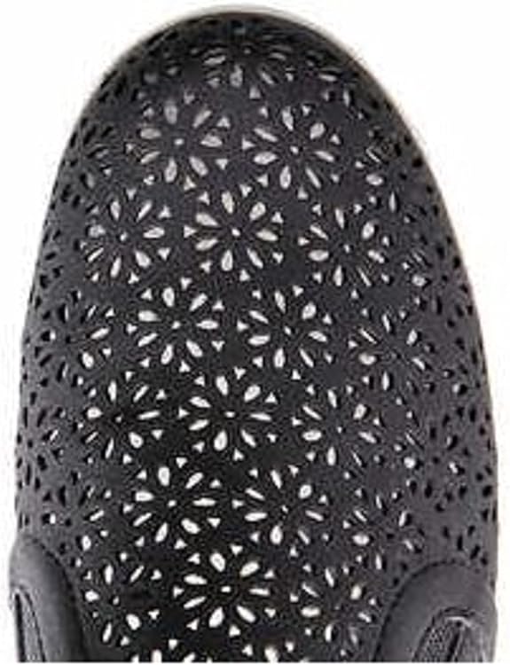 Chaussures à enfiler à motif floral découpé au laser pour femmes JSport, noires