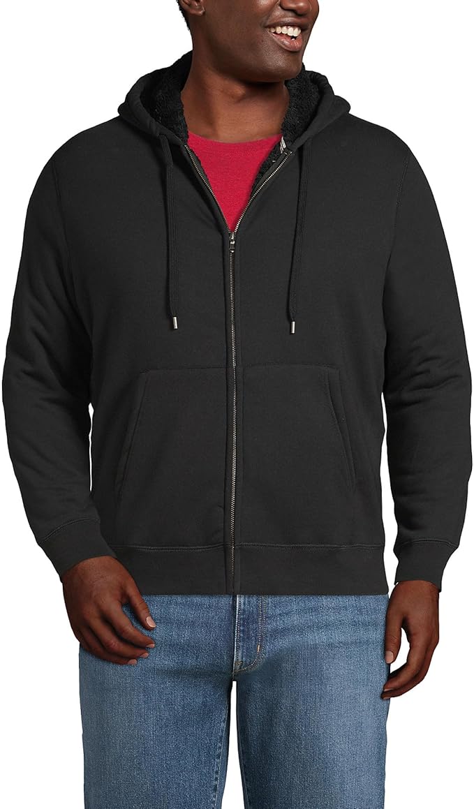 Lands' End Men's Serious Sweats Sherpa Hoodie - Black 514633