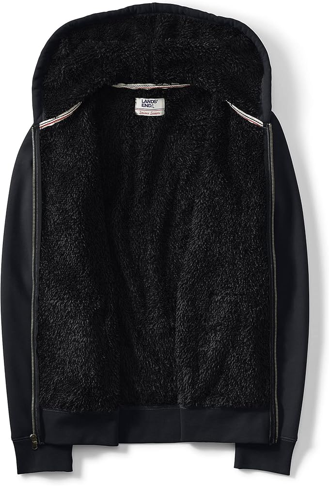 Lands' End Men's Serious Sweats Sherpa Hoodie - Black 514633