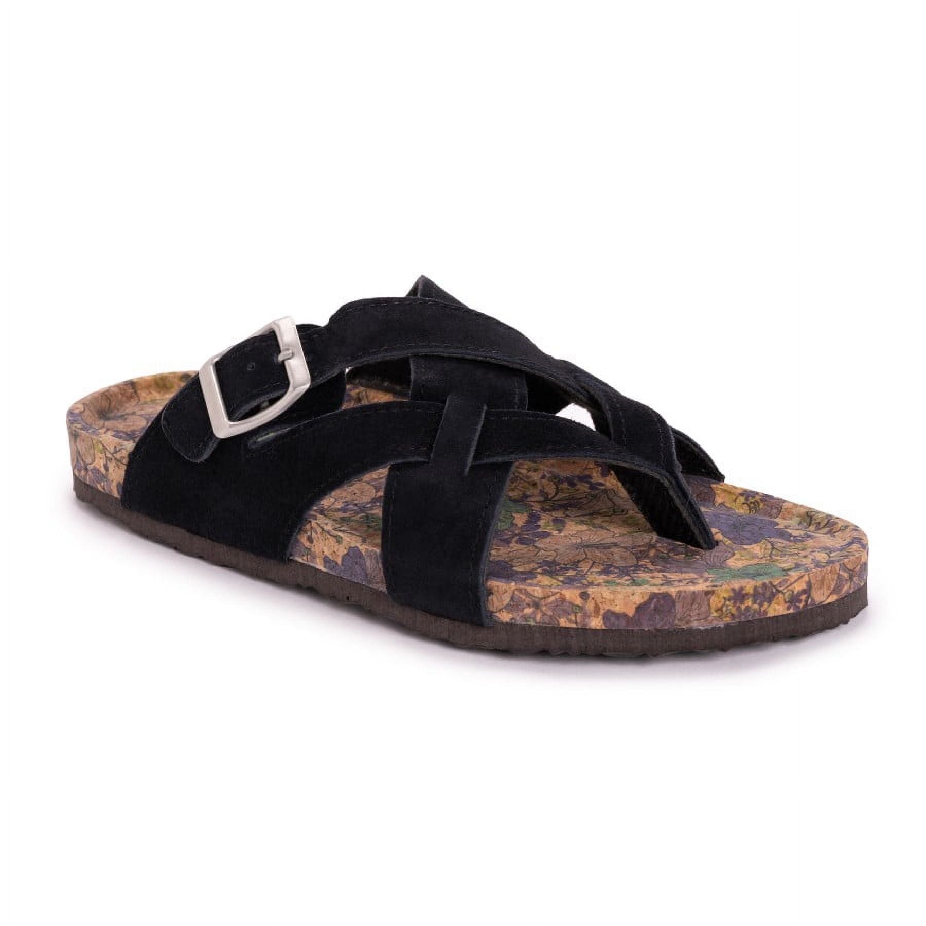 Muk Luks Women's Shayna Terra Turf Flat Sandals Black