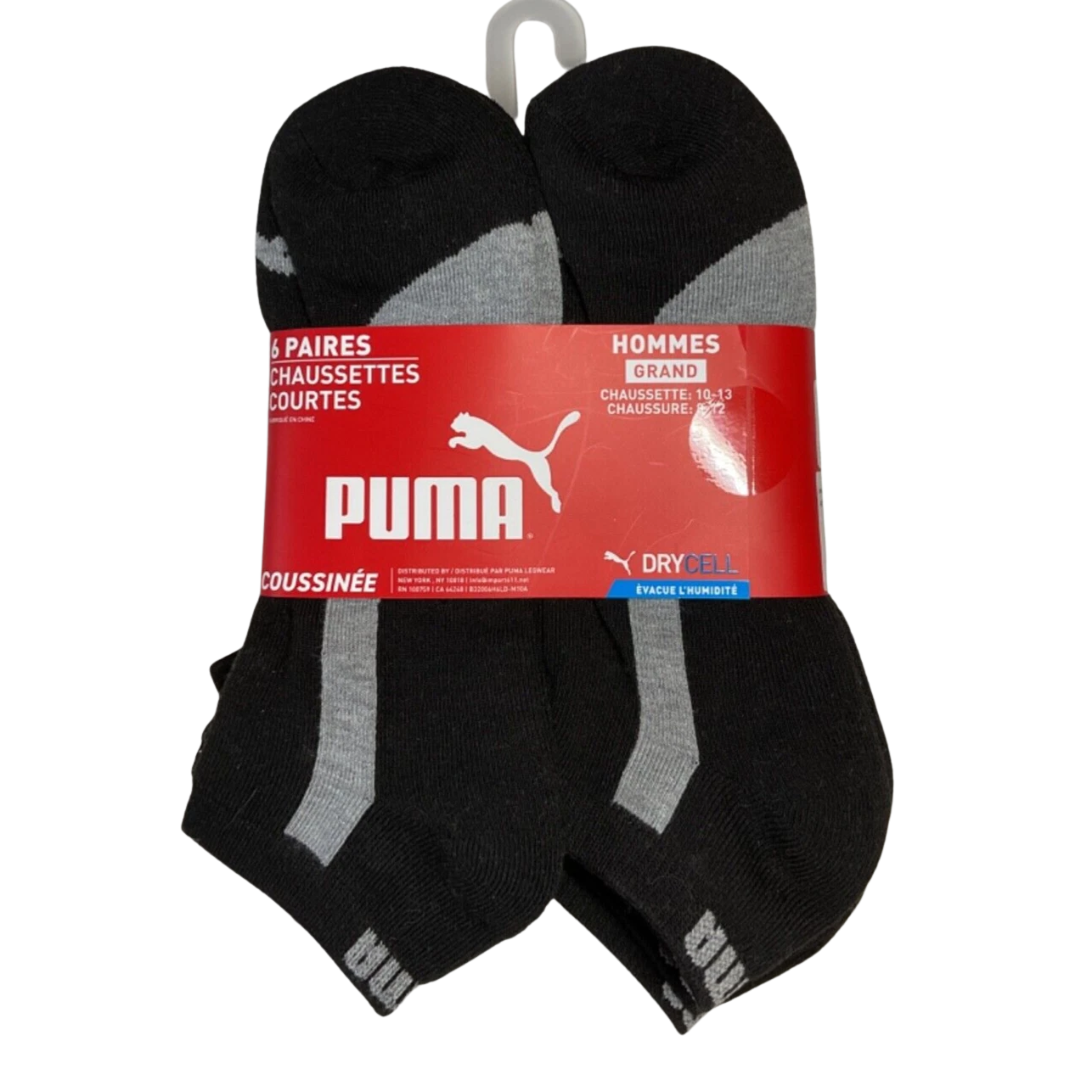 Puma Men's 6 Pack Assorted Low Cut Socks Black- 1603-68633-0723