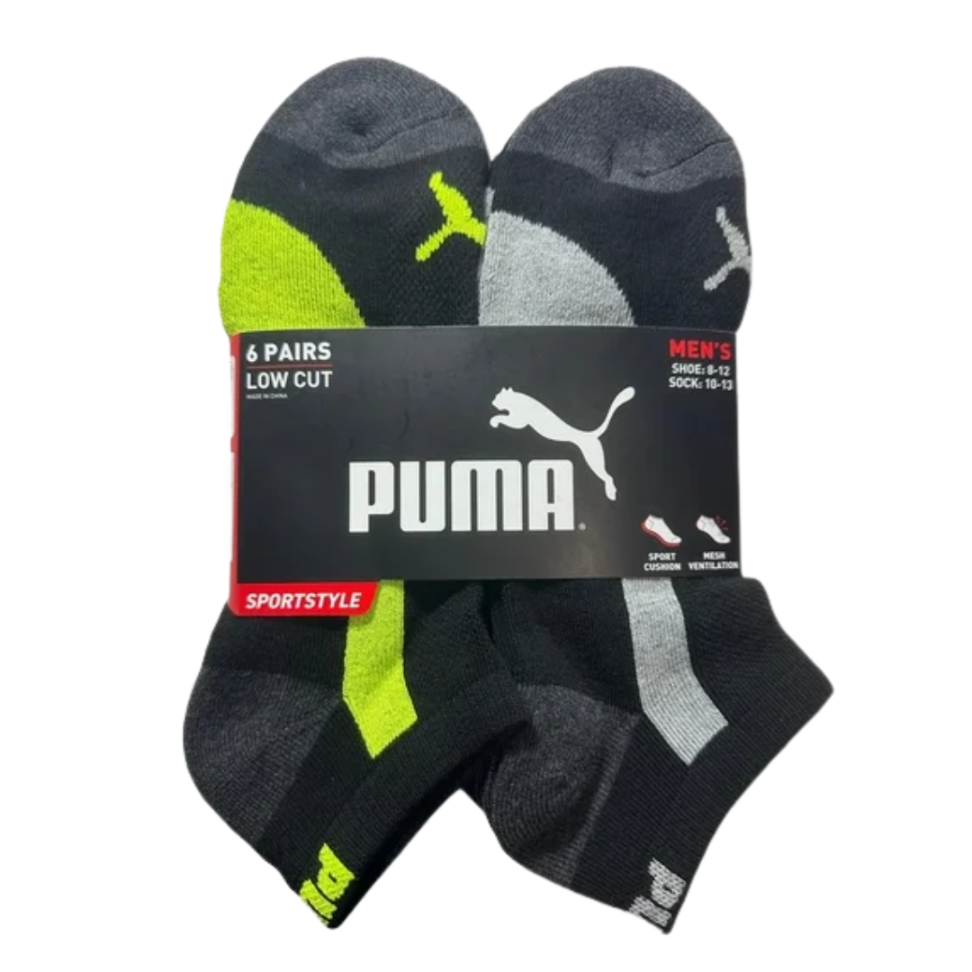 Puma Men's 6 Pack Assorted Low Cut Socks