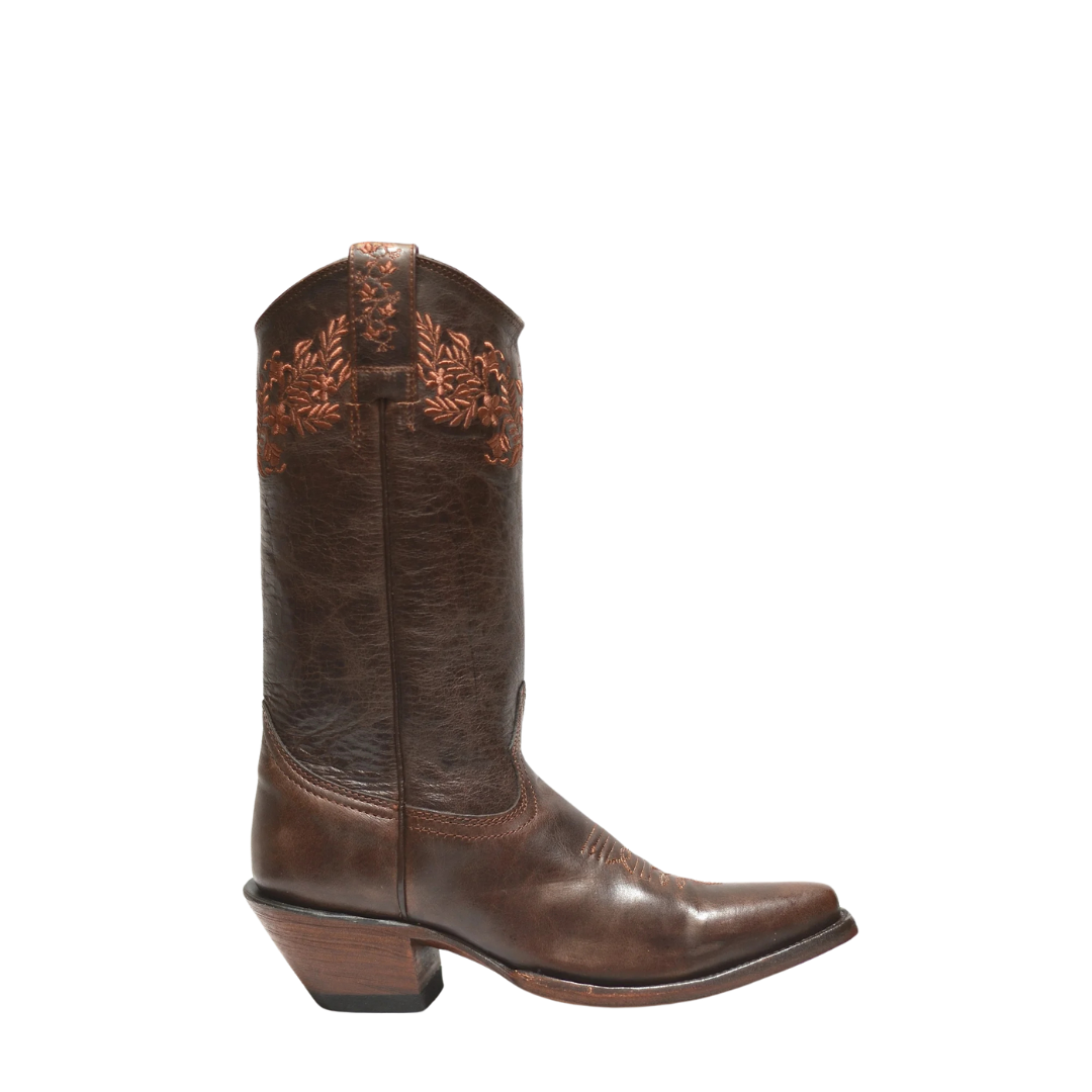Red Hawk Brown Leslie Leather Cowboy Boots