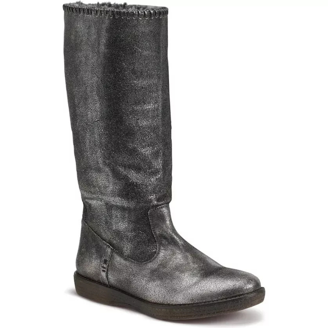 Trask Ariana Shearling Lined Leather Boots - Silver Glitter