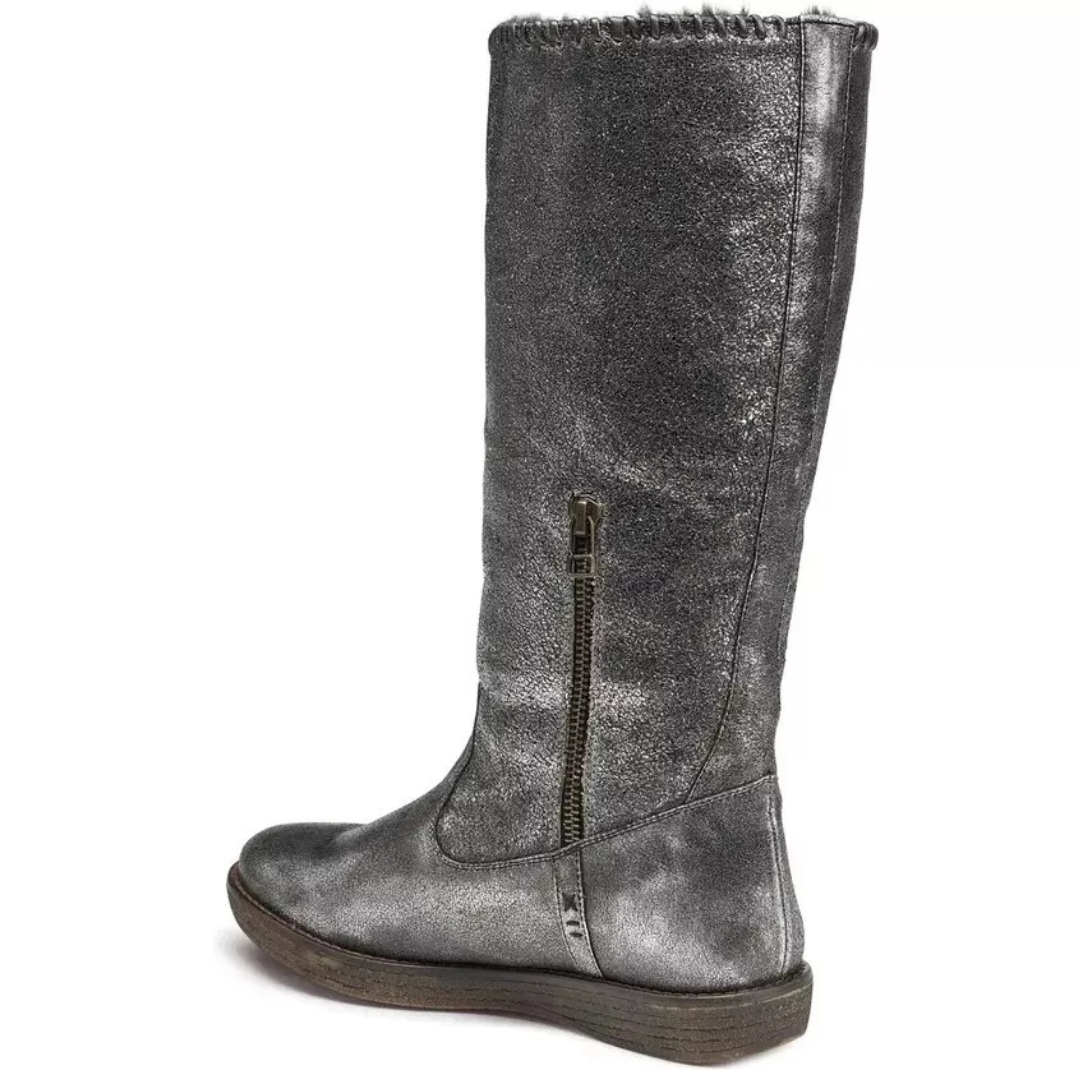 Trask Ariana Shearling Lined Leather Boots - Silver Glitter
