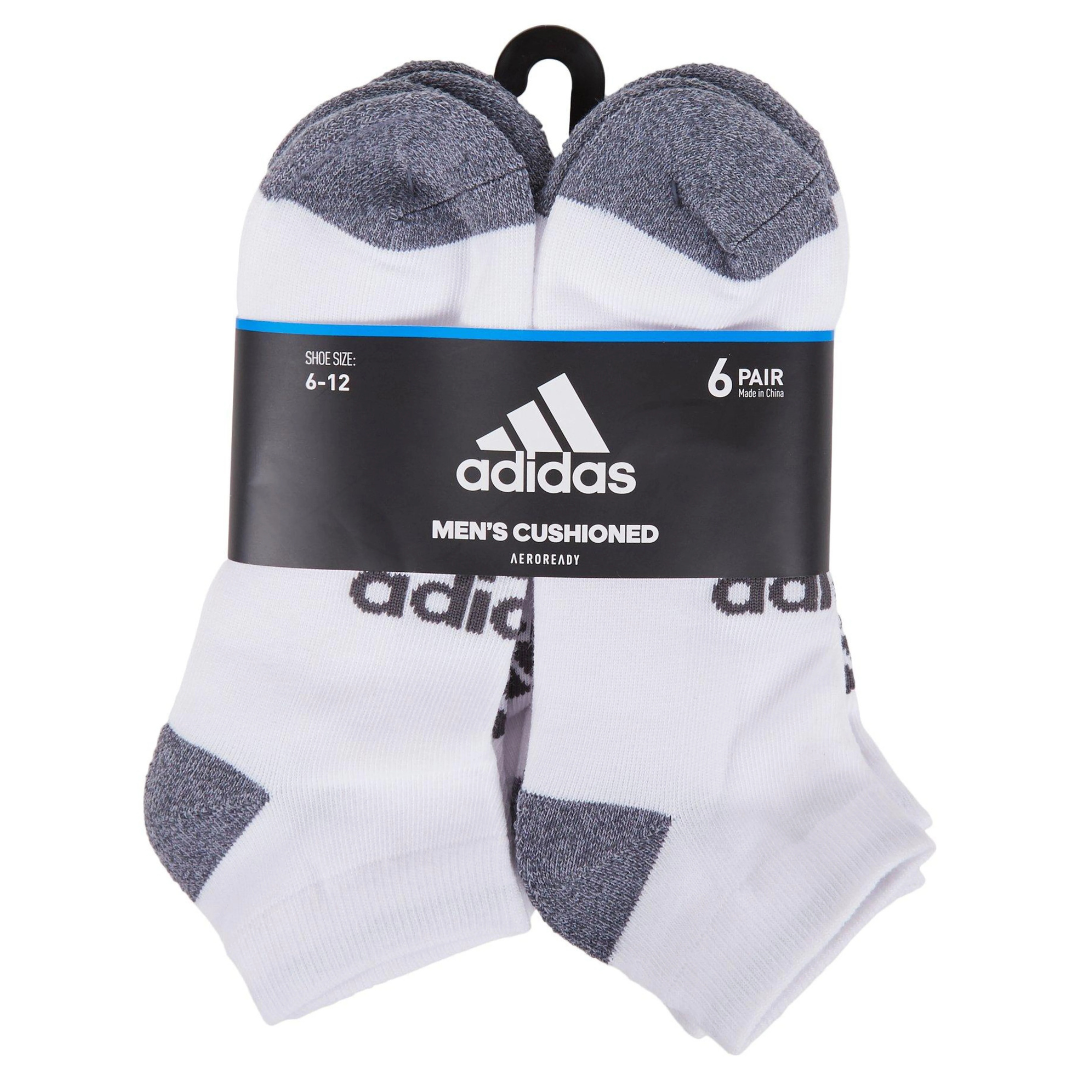 Adidas Men's 6 Pairs Cushioned Low Cut Socks White/Onix Grey 5158125A