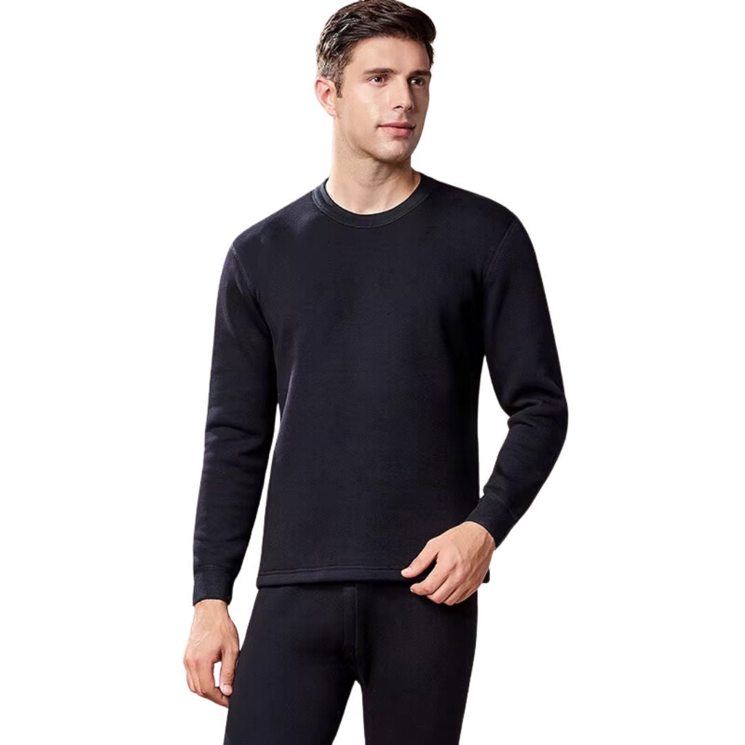 Conjunto de dos piezas de ropa térmica de algodón 100 % con cuello redondo