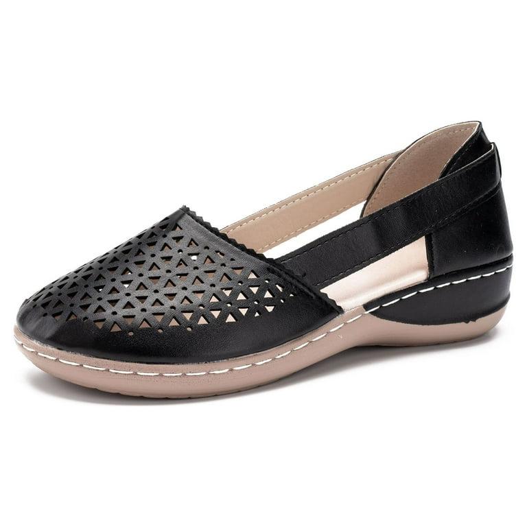 Women's Slip On Wedge Round Toe Black