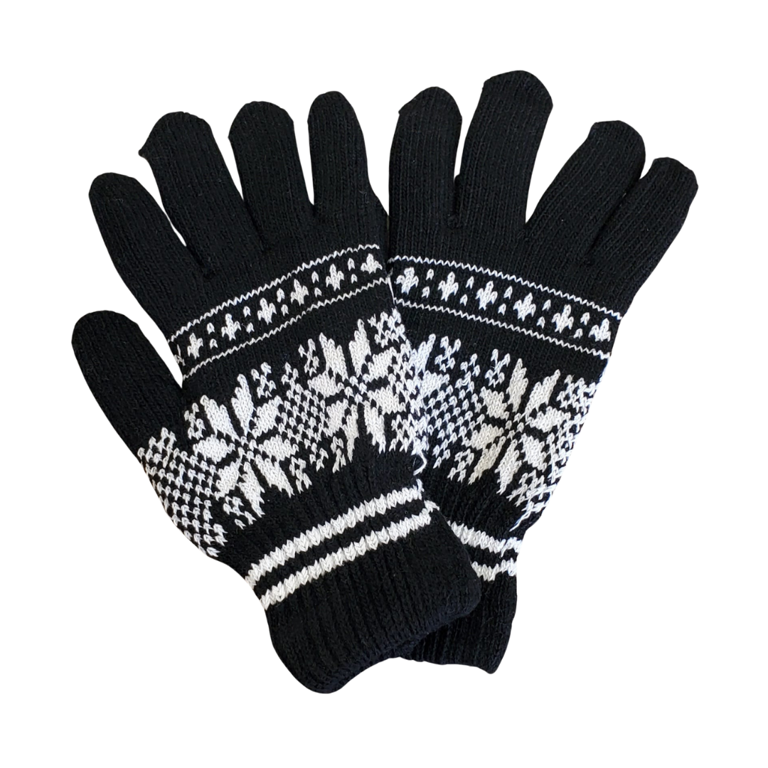 XO Adult Black Knitted Winter Gloves