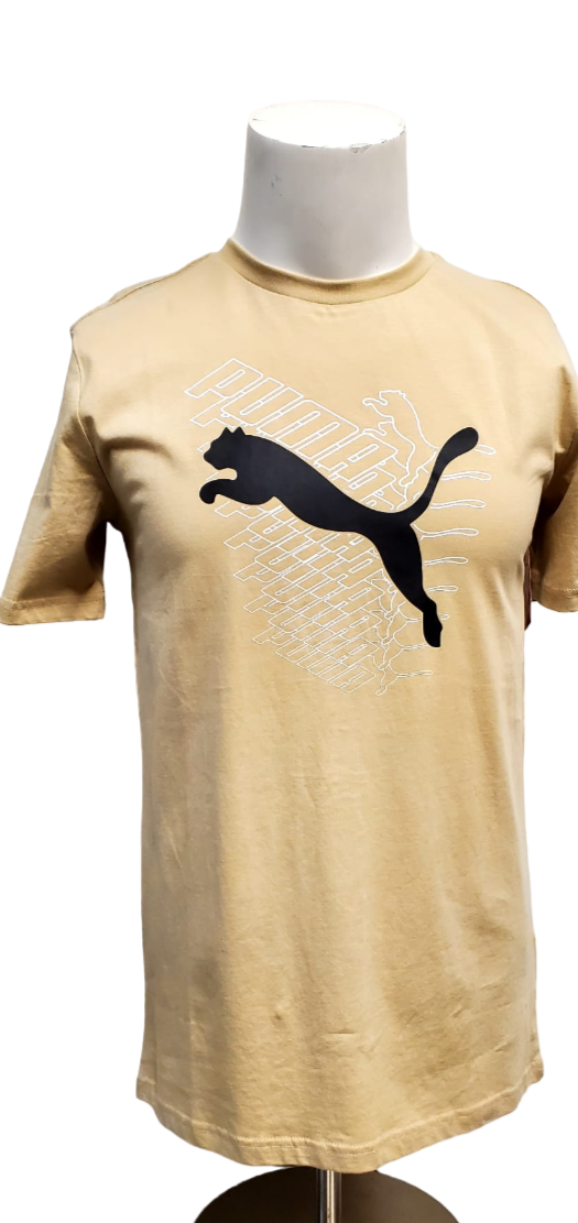 Puma Logo Lab Pack Jersey SS Graphic Logo T-Shirt 08566-273 Light Sand