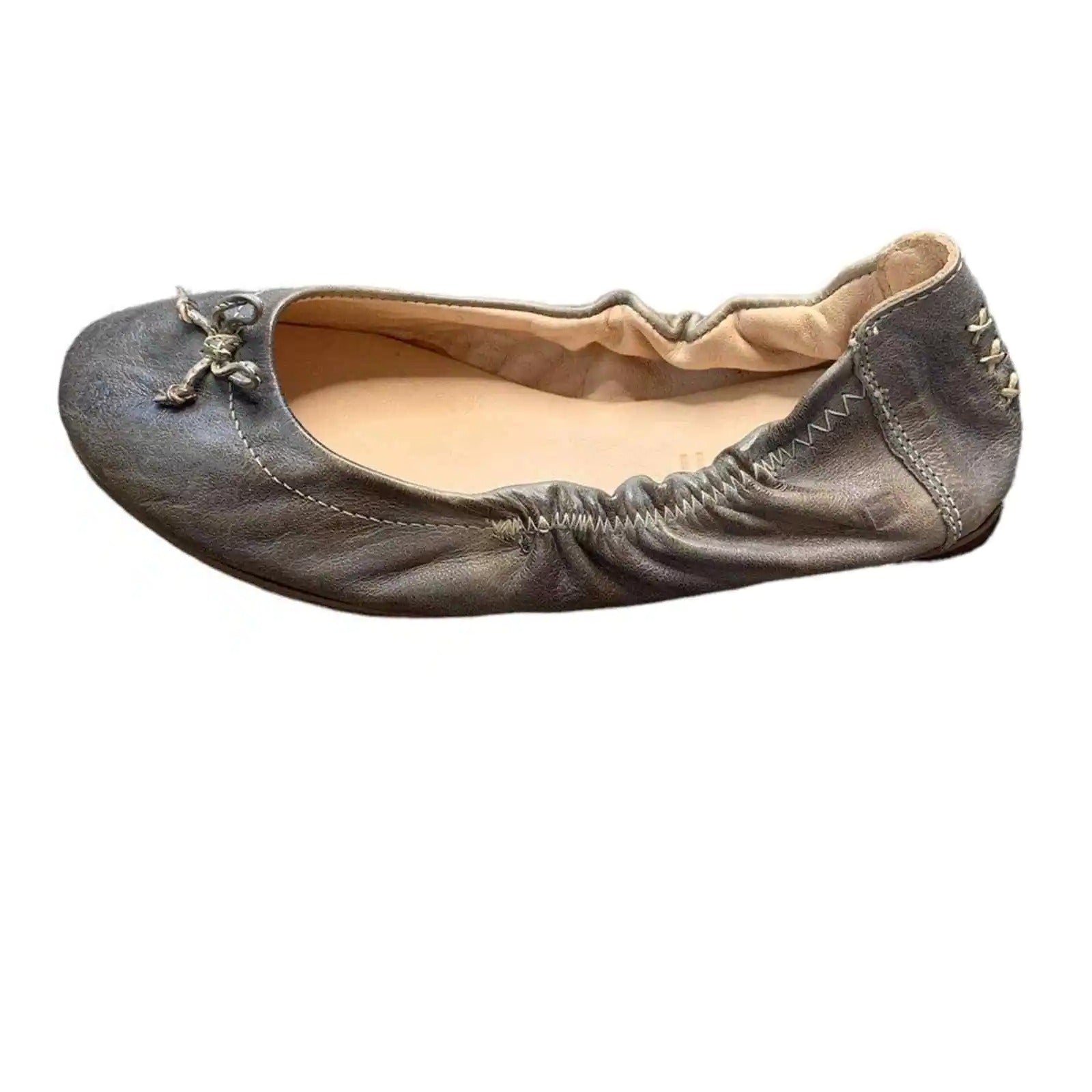 Bedstu Women's Bosworth Taupe Rustic Ballet Leather Flats sz 6