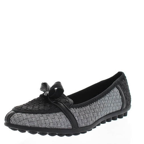 Black & Metallic Women's  Flat Leah Black Metallic and Pewter