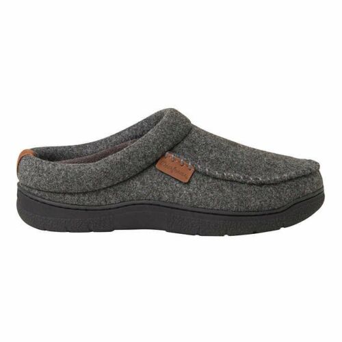 Dearfoam Men's Memory Foam Slippers Wool Blend Dark Grey