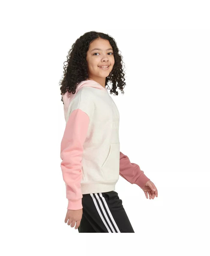 Adidas Girl's Color Block Hoodie Tan Heather