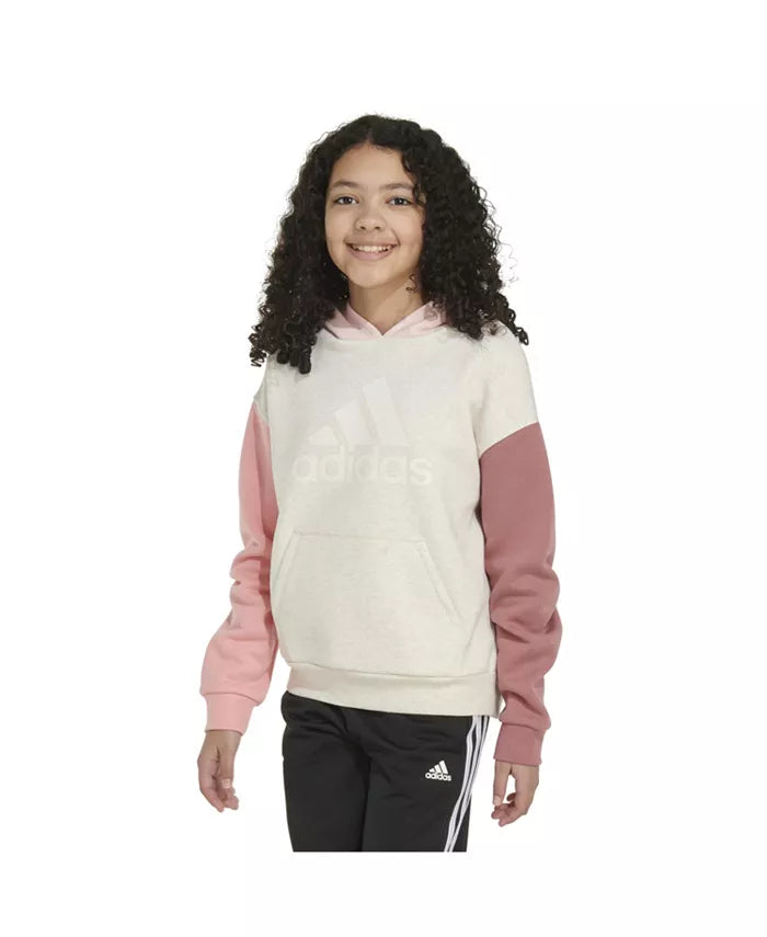 Adidas Girl's Color Block Hoodie Tan Heather
