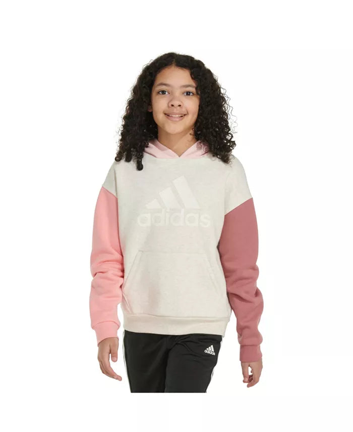 Adidas Girl's Color Block Hoodie Tan Heather
