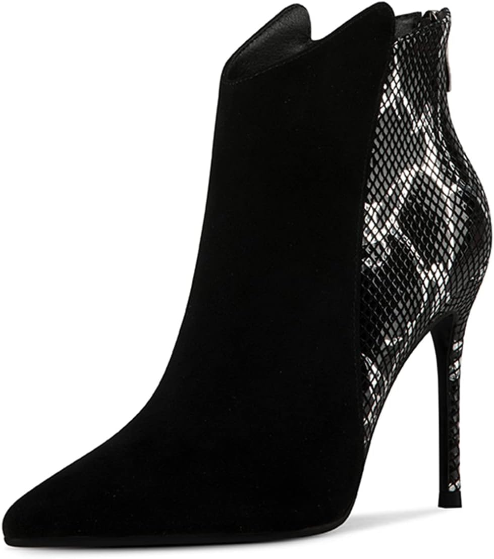 Shoedazzle Black and White Snake Embossed Lizebeth Boot