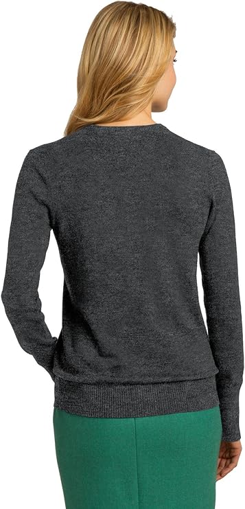 Pull col V pour femme Port Authority, anthracite chiné