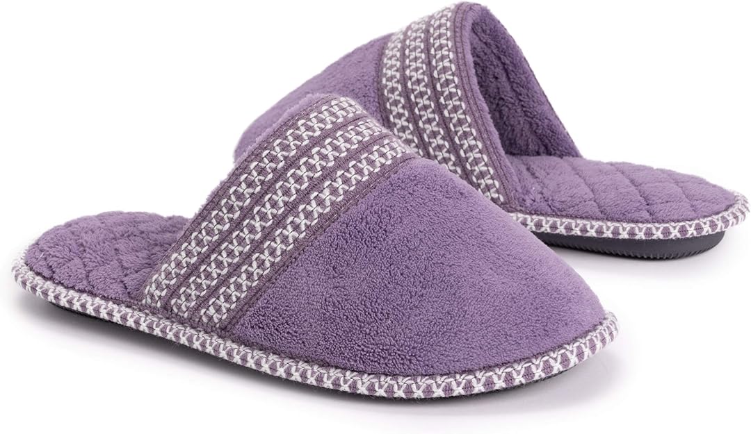 Muk Luks Women's Cathy Micro Chenille Slipper - Lilac/Ivory