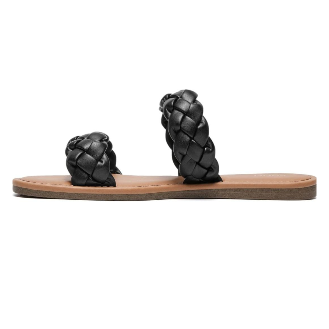 A New Day Women's Flat Leather Braided Sandals
