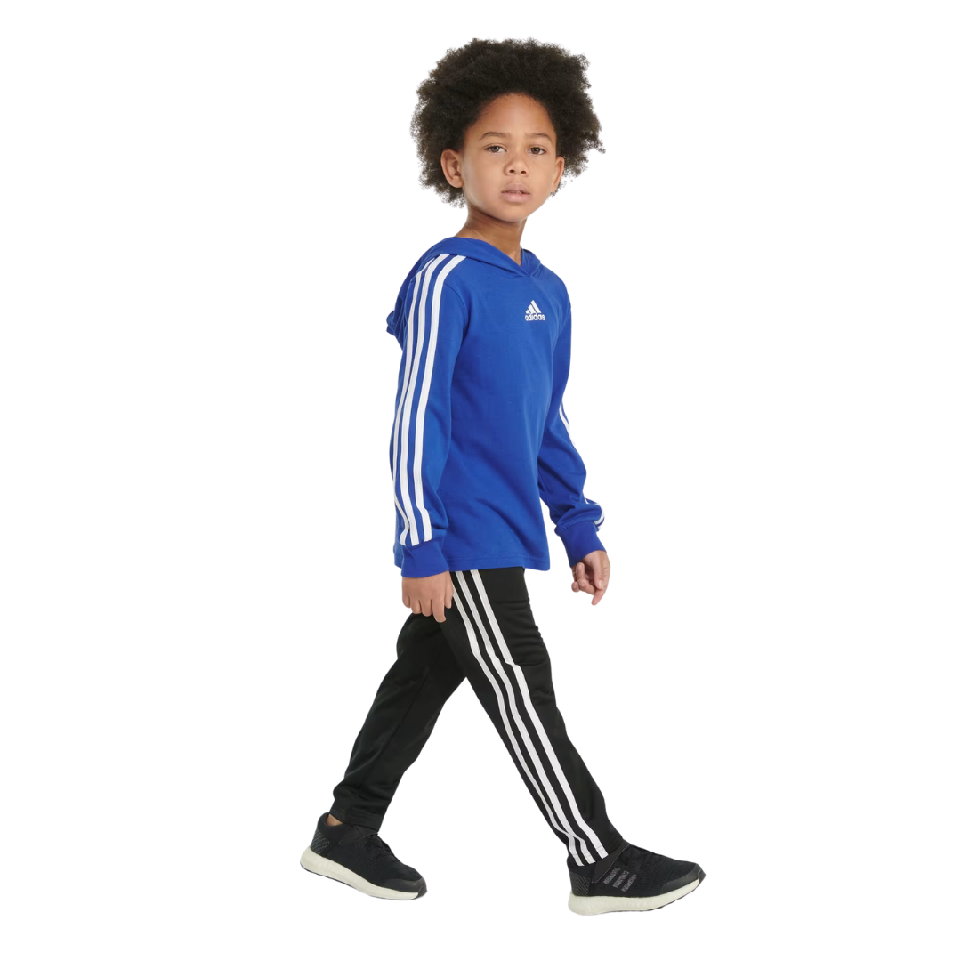 Adidas Boy's 2-Piece Track Hooded Pant Set Blue
