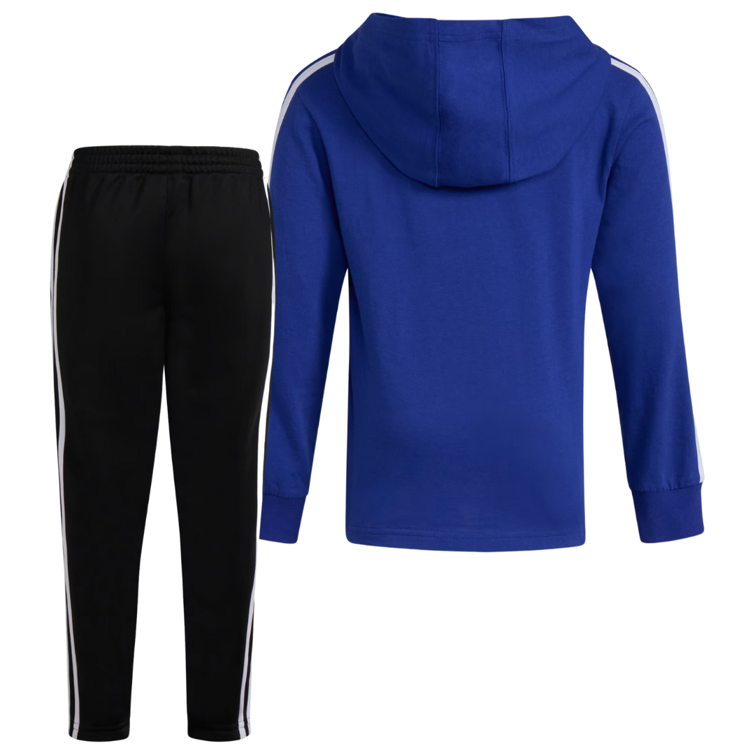 Adidas Boy's 2-Piece Track Hooded Pant Set Blue