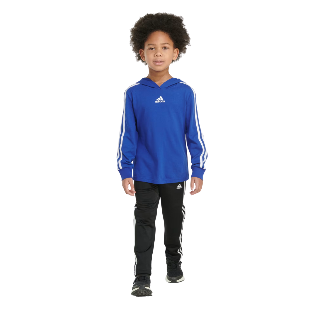 Adidas Boy's 2-Piece Track Hooded Pant Set Blue