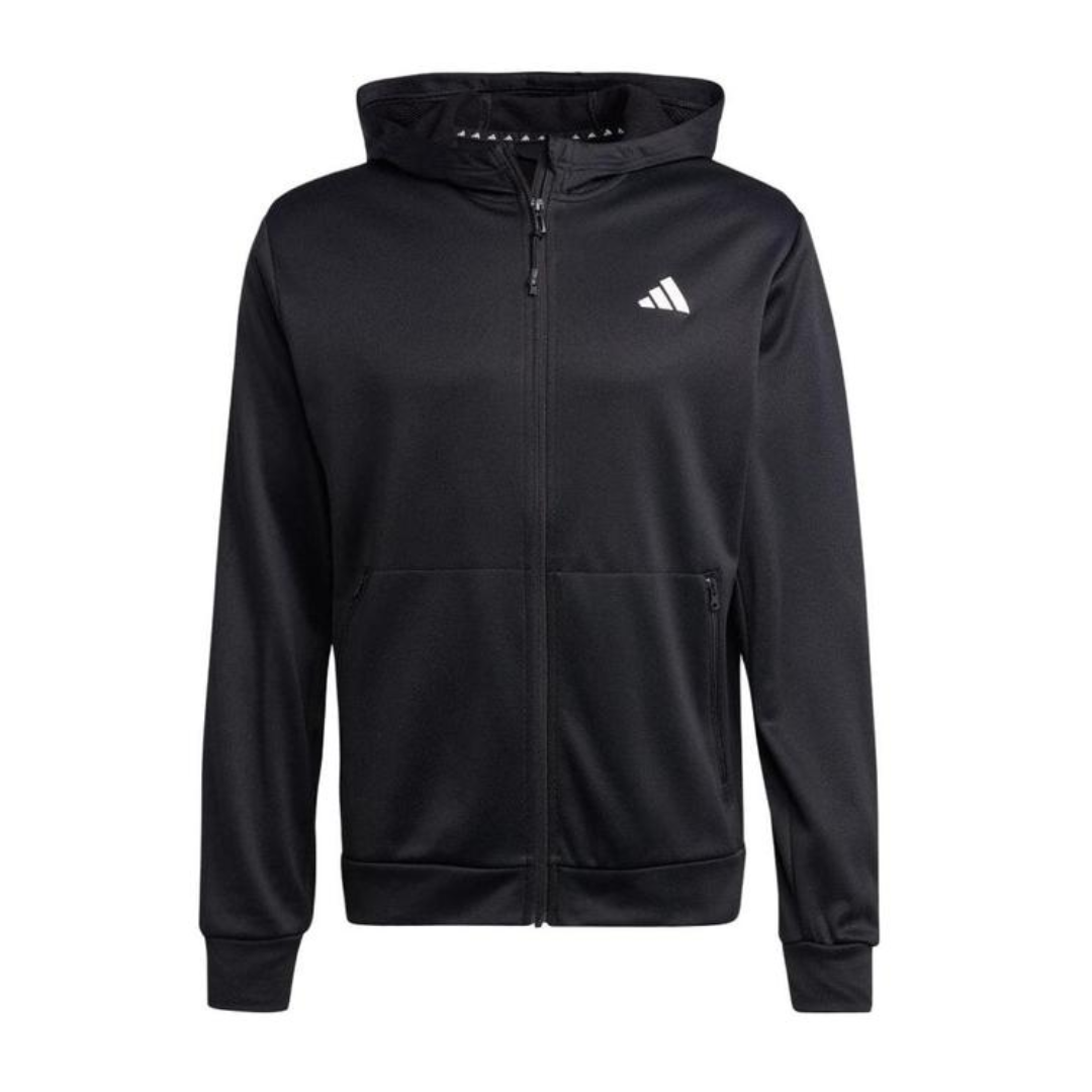 Adidas Men's Logo Print Zip-Up Hoodie – Black IJ9618