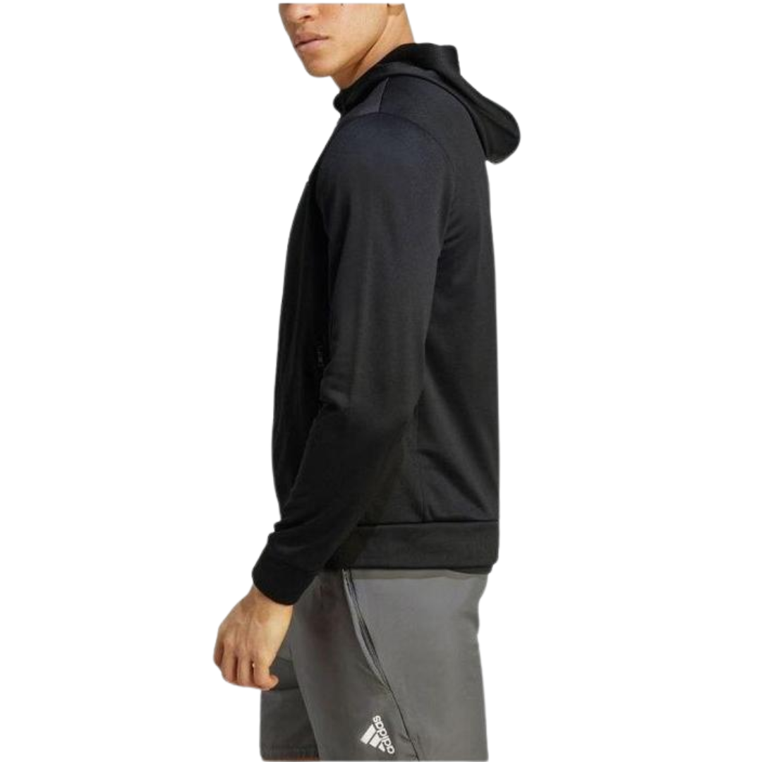 Adidas Men's Logo Print Zip-Up Hoodie – Black IJ9618